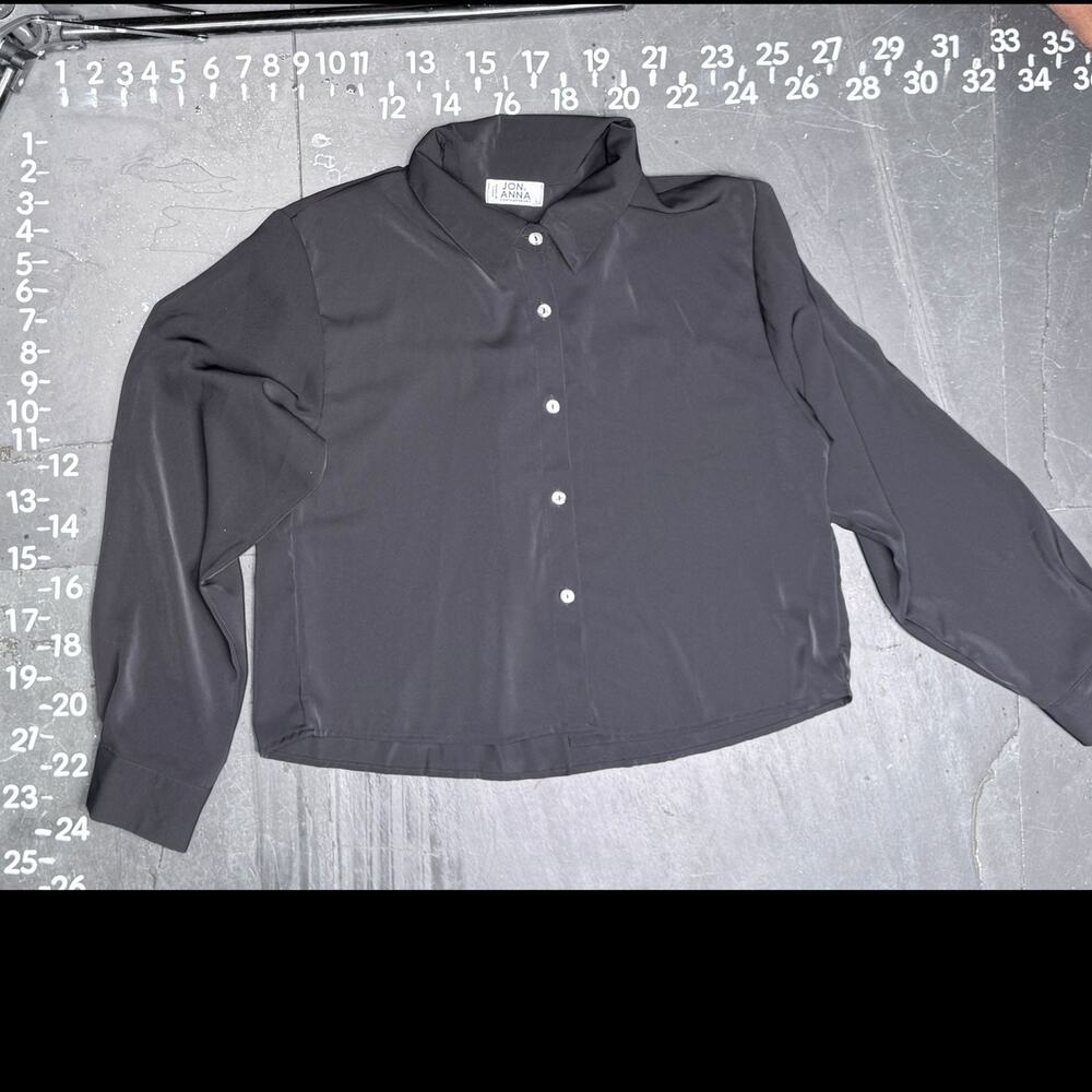Jon & Anna Contemporary Grey Silky Cropped Long Sleeve Button Down Shirt - Picture 3 of 4